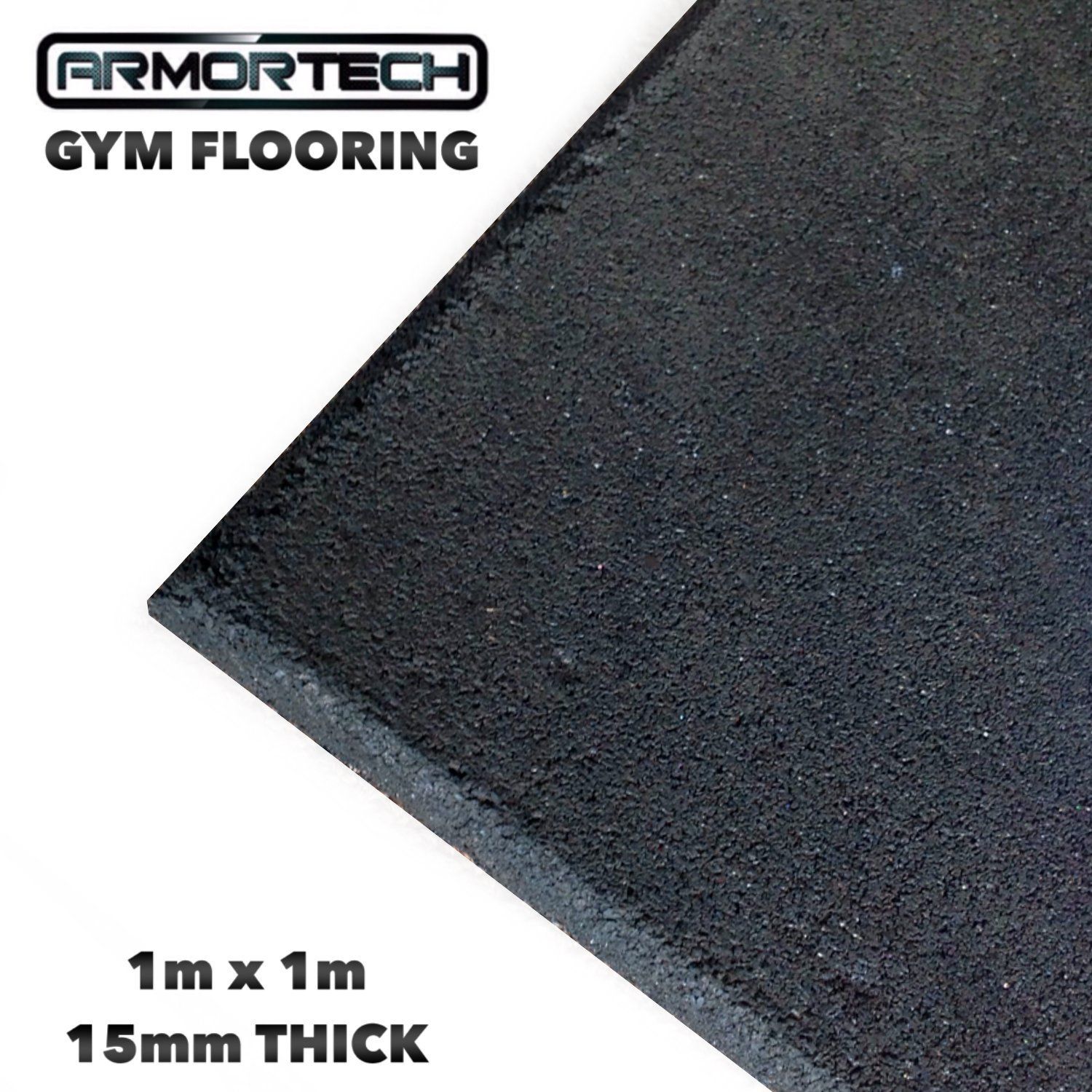 Armortech Commercial Gym Flooring Black 1x1m x 15mm