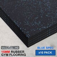 Armortech 10 Pack Blue 15mm Rubber Gym Flooring Mats