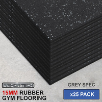 Armortech 25 Pack Grey 15mm Rubber Gym Flooring Mats